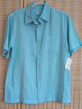 Sun + Stone Men's Short-Sleeve Button-Up Shirt - Turquoise Blue